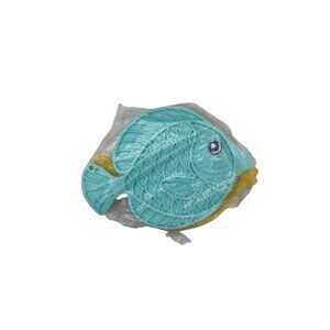 Fish Shaped Dog Licking Mat 2pcs Pet Food Mat Slow‎ Feeder Toy Yellow & Blue